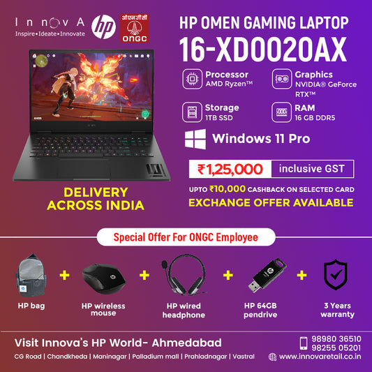 HP OMEN 40.9 cm (16.1) Gaming Laptop 16-xd0020AX, Black