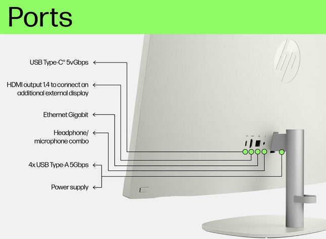 HP 24-cr0271in All-in-One Desktop | Ryzen 5-7520U | 16GB RAM | 512GB SSD | 23.8-inch FHD Display
