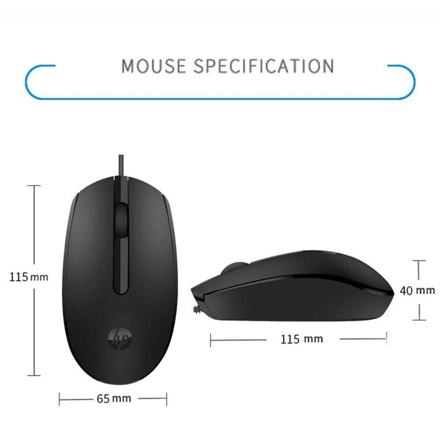 HP M10 Wired USB Mouse, 1000DPI Optical Tracking, 3 Buttons, 7YA10PA