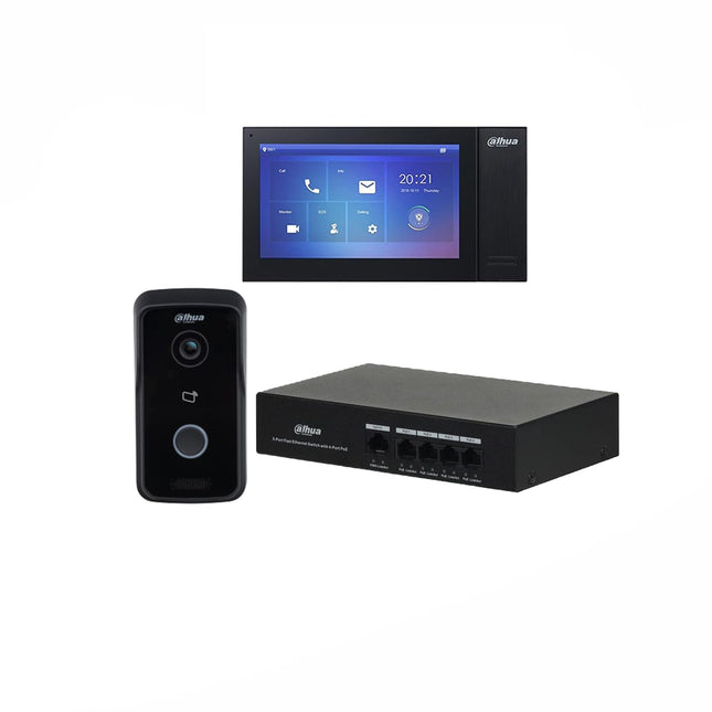 Dahua DHI-KTP02L IP Villa Door Station & Indoor Monitor Kit with 7-inch Indoor Monitor, PoE Support, Two-Way Audio & Mobile App Unlock