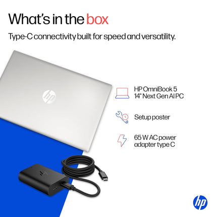 HP OmniBook 5 OLED he0014QU AI Laptop | Snapdragon X | 16GB RAM | 512GB SSD | 14-inch 2K OLED | Ultra Light
