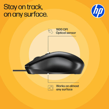 HP KM120 Wired Keyboard and Mouse Combo | USB | Ergonomic Design | AB3D0AA