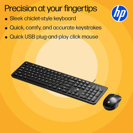 HP KM120 Wired Keyboard and Mouse Combo | USB | Ergonomic Design | AB3D0AA
