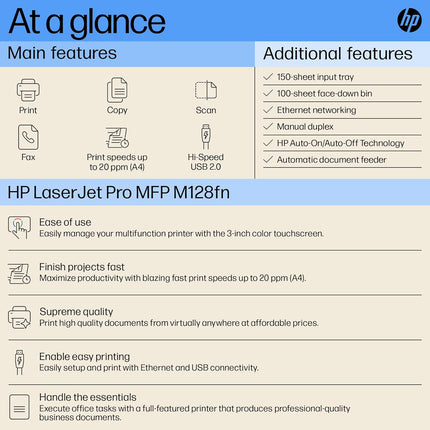 HP LaserJet Pro MFP M128fn – Monochrome Laser Printer with ADF & Ethernet