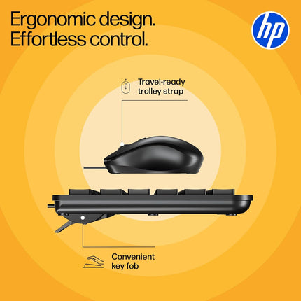 HP KM120 Wired Keyboard and Mouse Combo | USB | Ergonomic Design | AB3D0AA
