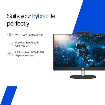 HP 24-cr0903in All-in-One Desktop | 13th Gen i3-1315U | 8GB RAM | 512GB SSD | 23.8-inch FHD Display