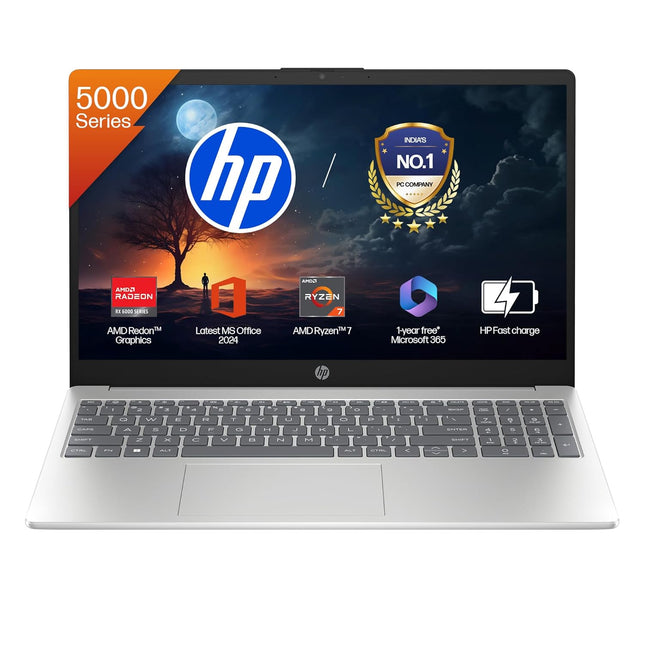 HP 15 Ryzen 7 5825U Laptop, 16GB/512GB, FHD, Backlit KB (fc0476AU)