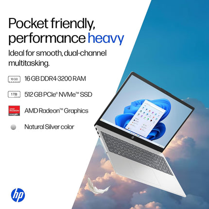 HP 15 Ryzen 7 5825U Laptop, 16GB/512GB, FHD, Backlit KB (fc0476AU)