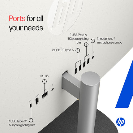 HP 27'' All-in-One PC | Intel Core i3-1315U, 8GB RAM, 512GB SSD, Windows 11 Home, FHD, 1080p Camera, MS Office 2024 | 6.42kg | cr0906in | cr0906in