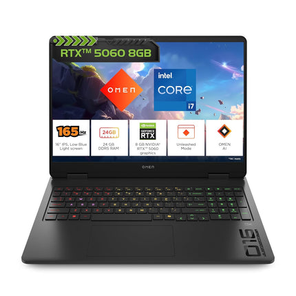 HP Omen Gaming Laptop 16-am0239TX Intel Core i7 14th Gen, RTX 5060 8GB, 24GB DDR5, 1TB SSD, 16-inch 2K 165Hz Display, RGB Keyboard, Windows 11