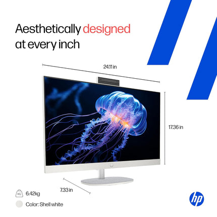 HP 27'' All-in-One PC | Intel Core i3-1315U, 8GB RAM, 512GB SSD, Windows 11 Home, FHD, 1080p Camera, MS Office 2024 | 6.42kg | cr0906in | cr0906in
