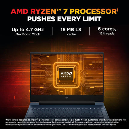 HP Victus Gaming Laptop 15-fb3122AX Ryzen 7, 16GB RAM, 512GB SSD, RTX 2050, 144Hz FHD Display, Windows 11, Blue