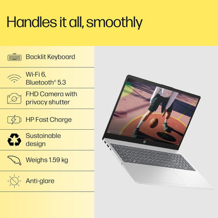 HP 15 Ryzen 5 7430U Laptop, 16GB/512GB, FHD, Backlit KB (fc0389AU)