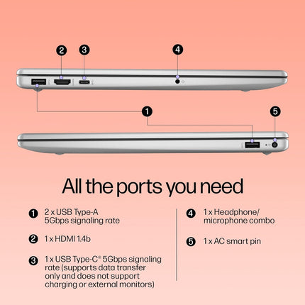 HP 15 Windows 11 Laptop, Core i5-1334U, 8GB/512GB SSD, FHD, Silver (FD0466TU)