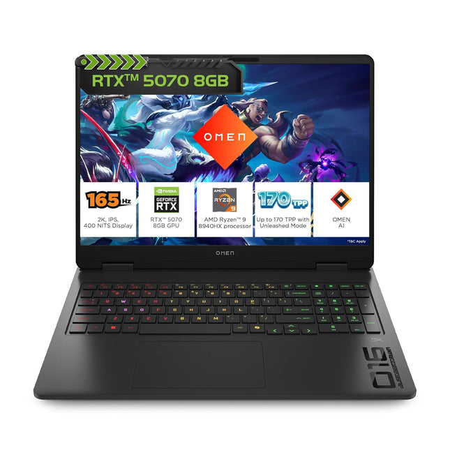 HP Omen ap0182AX Gaming Laptop | Ryzen 9 8940HX | RTX 5070 8GB | 24GB RAM | 1TB SSD | 16-inch 240Hz 2K Display