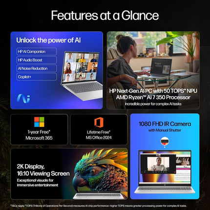 HP OmniBook 5 Ryzen AI 7, 16GB/512GB, 2K Touch 16" Laptop (ag1048AU)