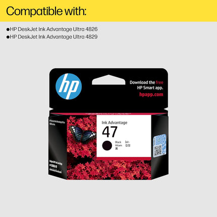 HP 47 Black Original Ink Cartridge, 1300 Pages – 6ZD21AA