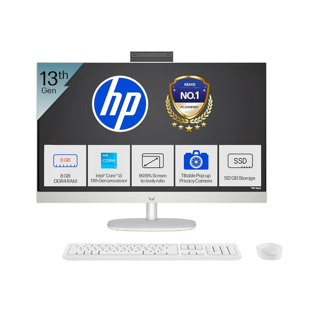 HP 27'' All-in-One PC | Intel Core i3-1315U, 8GB RAM, 512GB SSD, Windows 11 Home, FHD, 1080p Camera, MS Office 2024 | 6.42kg | cr0906in | cr0906in