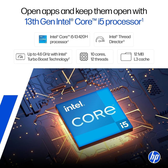 HP 15, 13th Gen Intel Core i5-13420H, 16GB RAM, 512GB SSD, 15.6" FHD, Windows 11, Silver | 1.65kg | fr0045TU