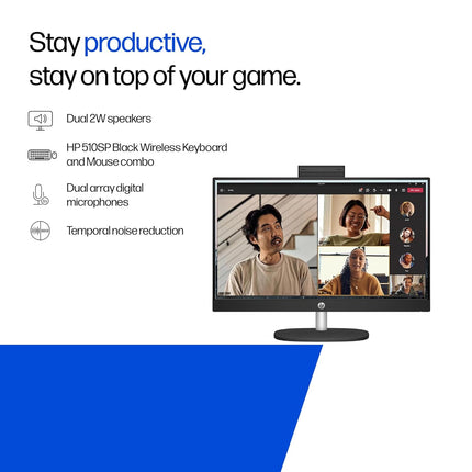HP 24-cr0903in All-in-One Desktop | 13th Gen i3-1315U | 8GB RAM | 512GB SSD | 23.8-inch FHD Display