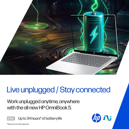 HP OmniBook 5 OLED he0014QU AI Laptop | Snapdragon X | 16GB RAM | 512GB SSD | 14-inch 2K OLED | Ultra Light