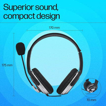 HP Wired On-Ear Headphones with Mic (B4B09PA), Noise-Cancelling, 3.5mm - Innova Retail
