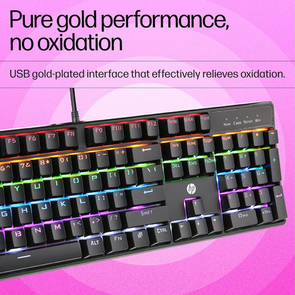 HP GK320 RGB Mechanical Gaming Keyboard, Wired, Full-Size, 4 Indicators - Innova Retail