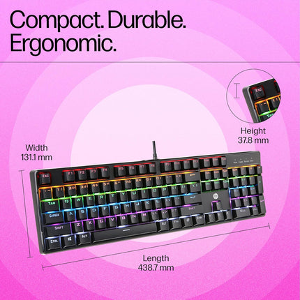 HP GK320 Mechanical Gaming Keyboard | RGB Backlight | Full Size Wired | 4QN01AA