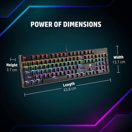 HP GK320 RGB Mechanical Gaming Keyboard, Wired, Full-Size, 4 Indicators - Innova Retail