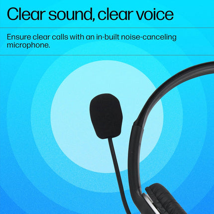 HP Wired On-Ear Headphones with Mic (B4B09PA), Noise-Cancelling, 3.5mm - Innova Retail
