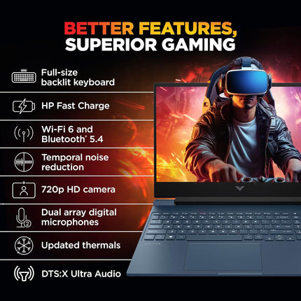 HP Victus Gaming Laptop fa2190TX, Intel Core i5-13420H, RTX 3050 4GB, 16GB RAM, 512GB SSD, 15.6" FHD 144Hz, Windows 11, Office 2024