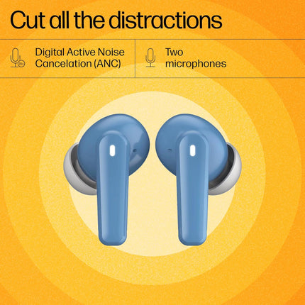 HP H150 True Wireless Earbuds – Bluetooth 5.3, ANC, 7H Playtime, IPX3, Blue (99Y15AA)