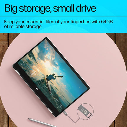 HP 886C 64GB OTG USB Flash Drive 3.2 – Rock Metallic Swivel Design (AN1J4AA)