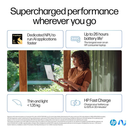HP OmniBook X Snapdragon X Elite, 16GB/1TB, 2.2K Touch 14" Laptop (fe0121QU)