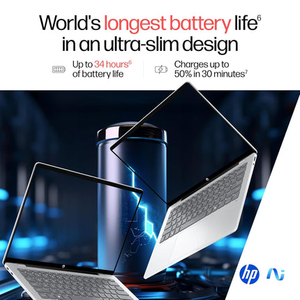 HP OmniBook 5 OLED he0014QU AI Laptop | Snapdragon X | 16GB RAM | 512GB SSD | 14-inch 2K OLED | Ultra Light