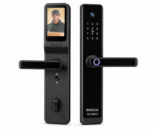 Innova INV-908FP Intelligent Smart Door Lock | Face Recognition, Fingerprint, App Control, PIN, RFID Card & Mechanical Key Access
