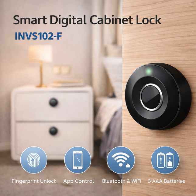 Smart Digital Cabinet Lock with Fingerprint & App Control – INVS102-F