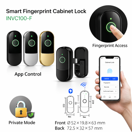 Smart Fingerprint Cabinet Lock with App Access – INVC100-F