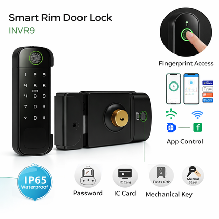 Smart Rim Door Lock with Fingerprint and App Access – INVR9
