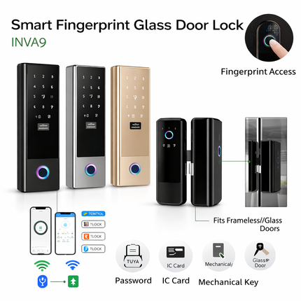 Smart Fingerprint Glass Door Lock with App Control – INVA9