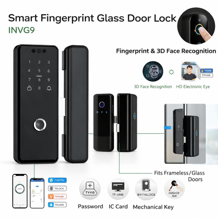 Smart Fingerprint Glass Door Lock with Face Recognition – INVG9