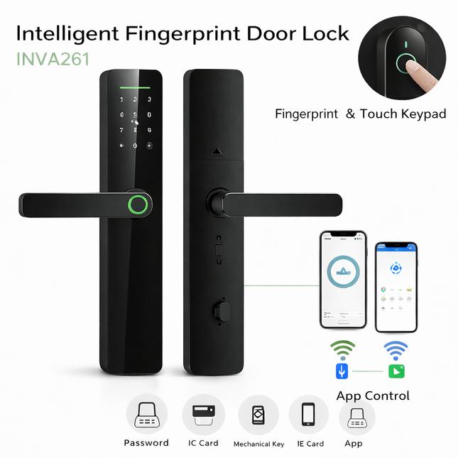 Intelligent Fingerprint Door Lock with App Control – INVA261