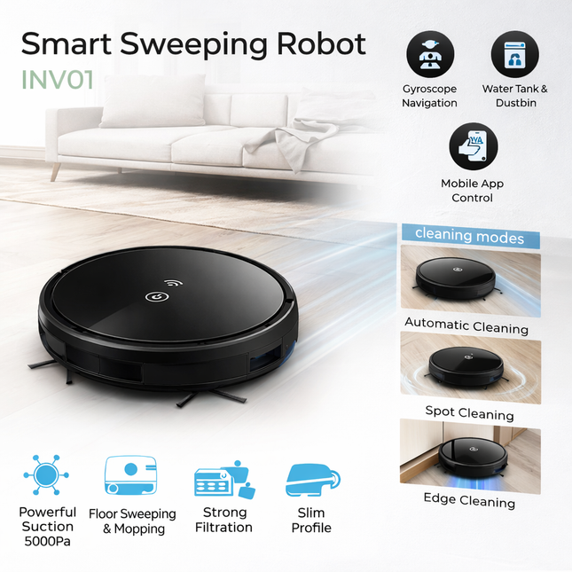 Smart Sweeping Robot with App Control – INV01