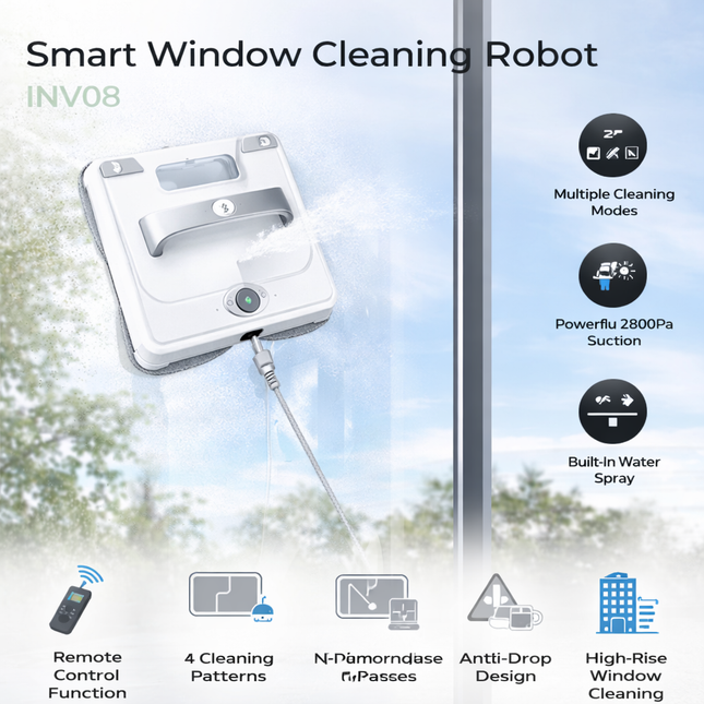 Smart Window Cleaning Robot with Safety Rope – INV08