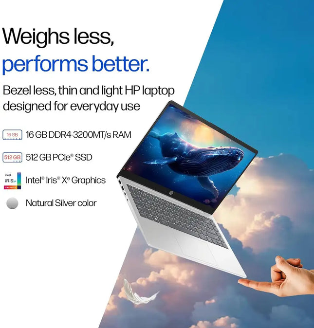 HP 14-ep0159TU | Intel Core i7-1355U, 16GB RAM, 512GB SSD, 14" FHD Display, Windows 11, Natural Silver