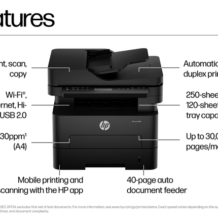 HP Laser MFP 323sdnw Printer | Auto Duplex | ADF | WiFi + LAN Laser Printer | A58WKA