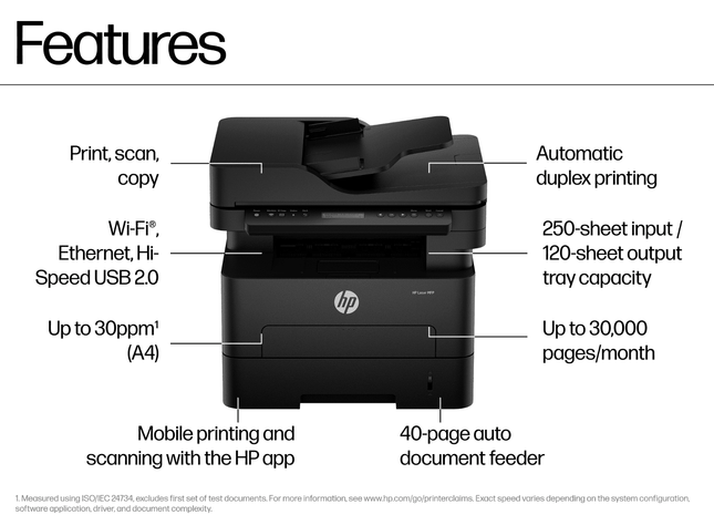 HP Laser MFP 323sdnw Printer | Auto Duplex | ADF | WiFi + LAN Laser Printer | A58WKA