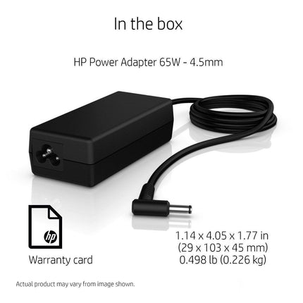 HP 65W 4.5mm Non-EM AC Adapter with Right-Angle Connector - Y5Y43AA - Innova Retail